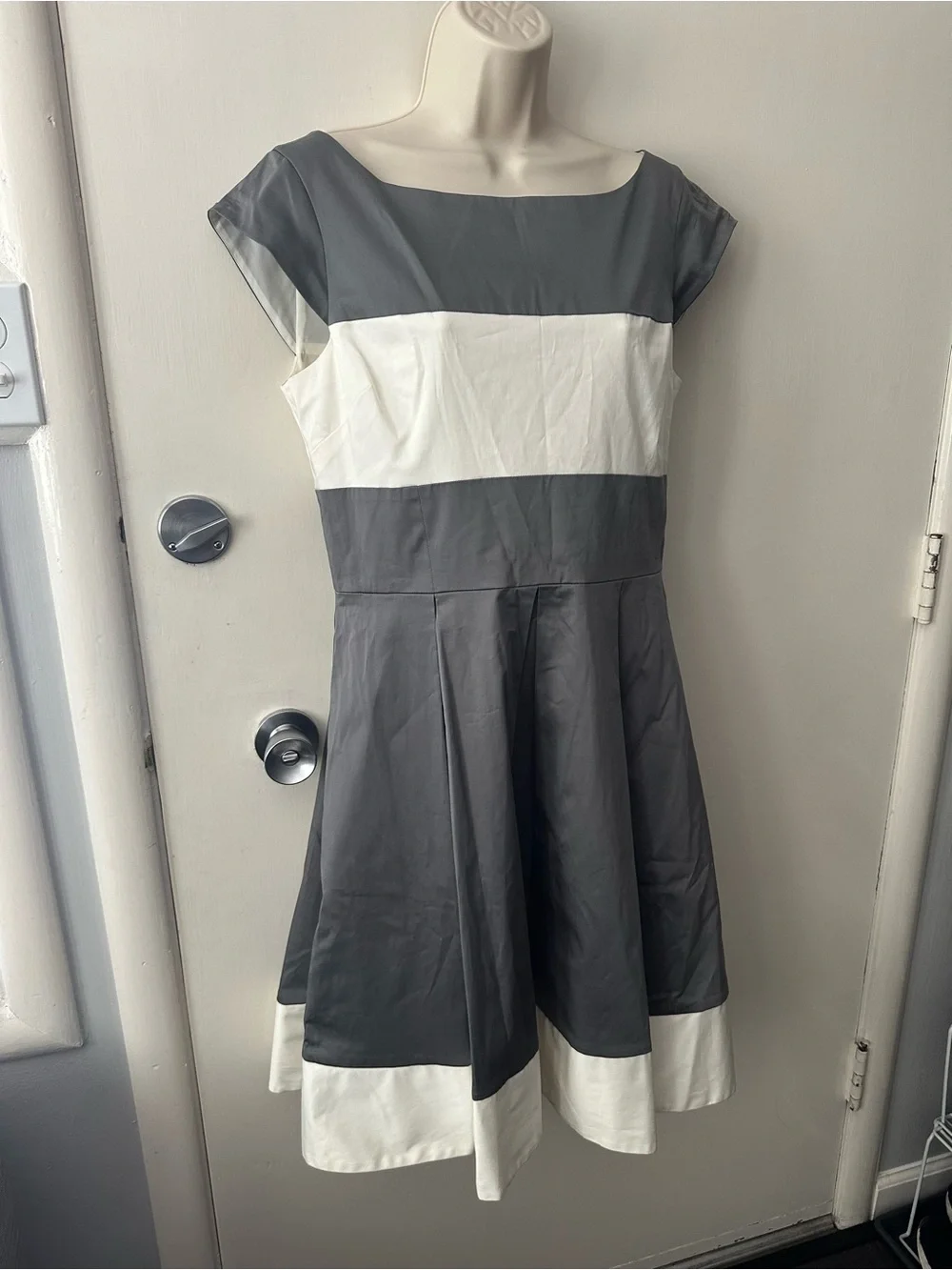 kate spade Gray and White Fit-and-Flare Midi Dress